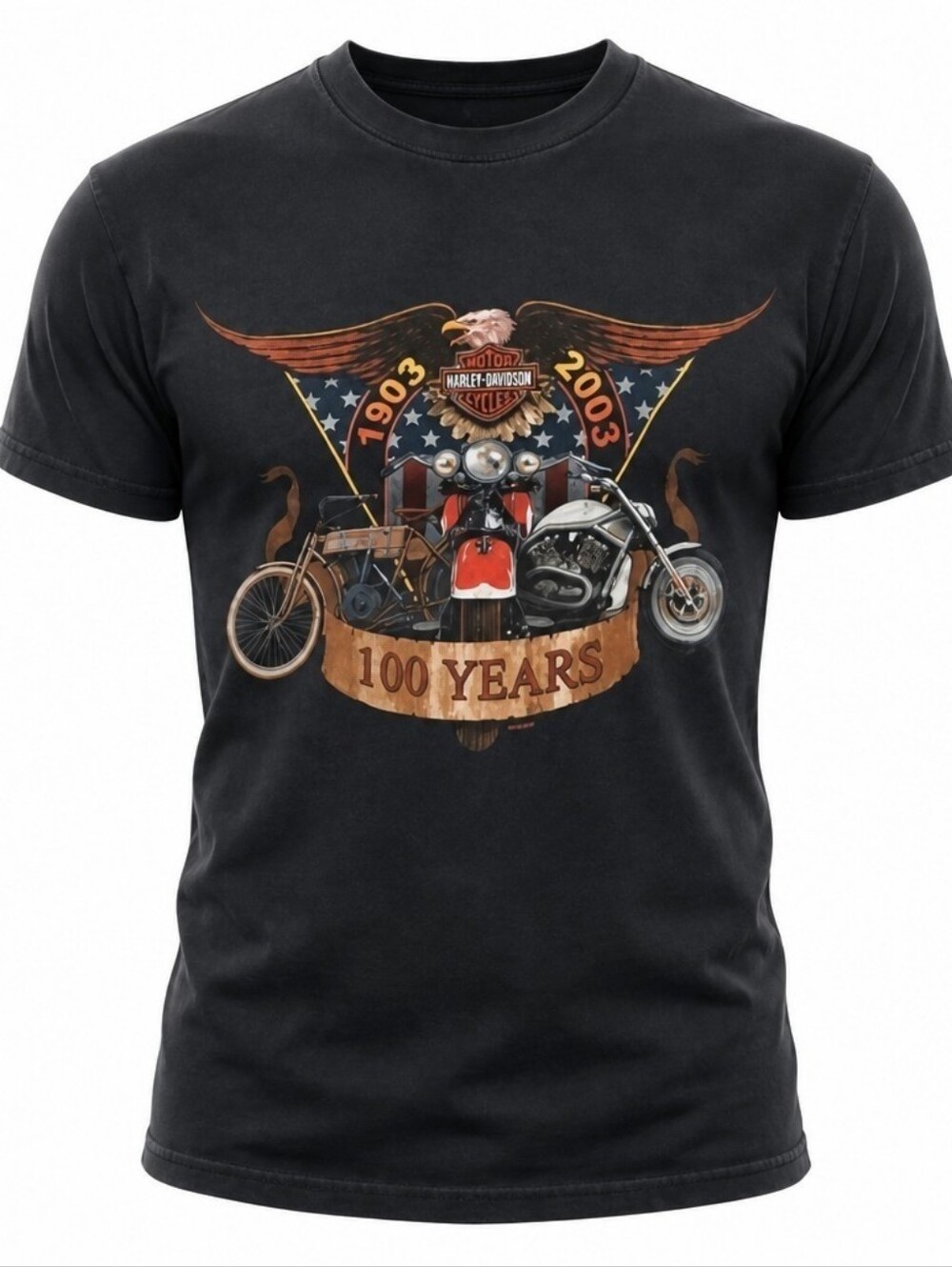 Harley-Davidson vintage Unisex shirt 100 years 1903 2003 t-shirt 2002 H-D USA